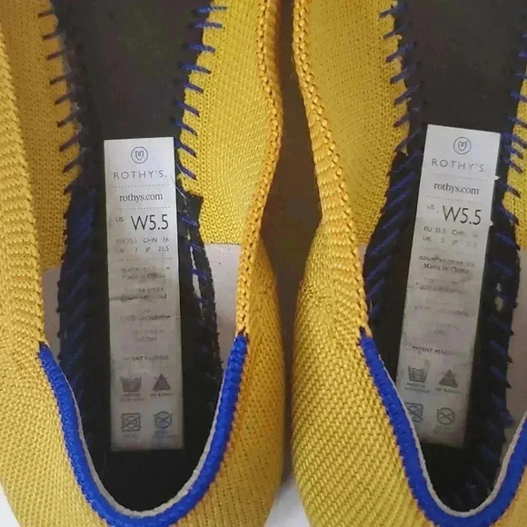 Rothy's Shoe Size 5.5 Yellow Rubber Woven Pointed Toe closed heel Shoes - Picture 4 of 9